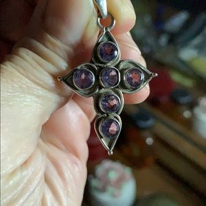 Sterling silver amethyst cross, pendant only
